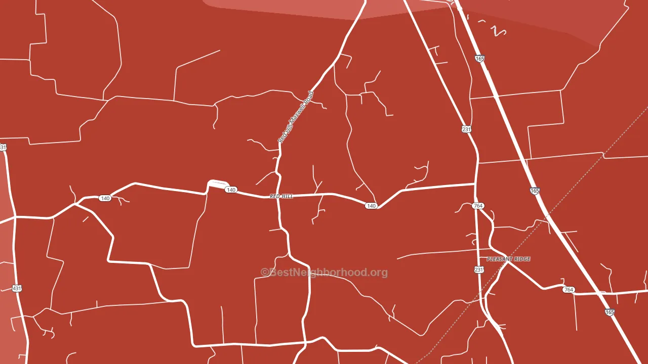 Red Hill, KY block-group political-lean map
