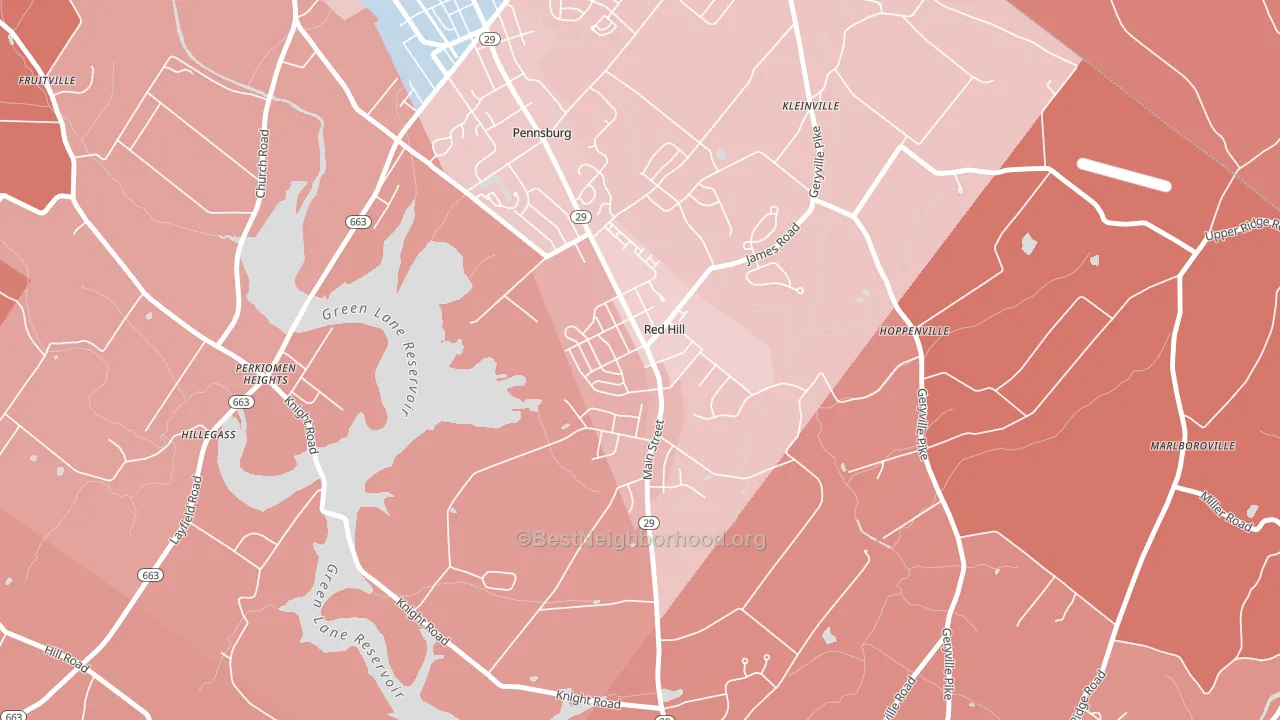 Red Hill, PA block-group political-lean map