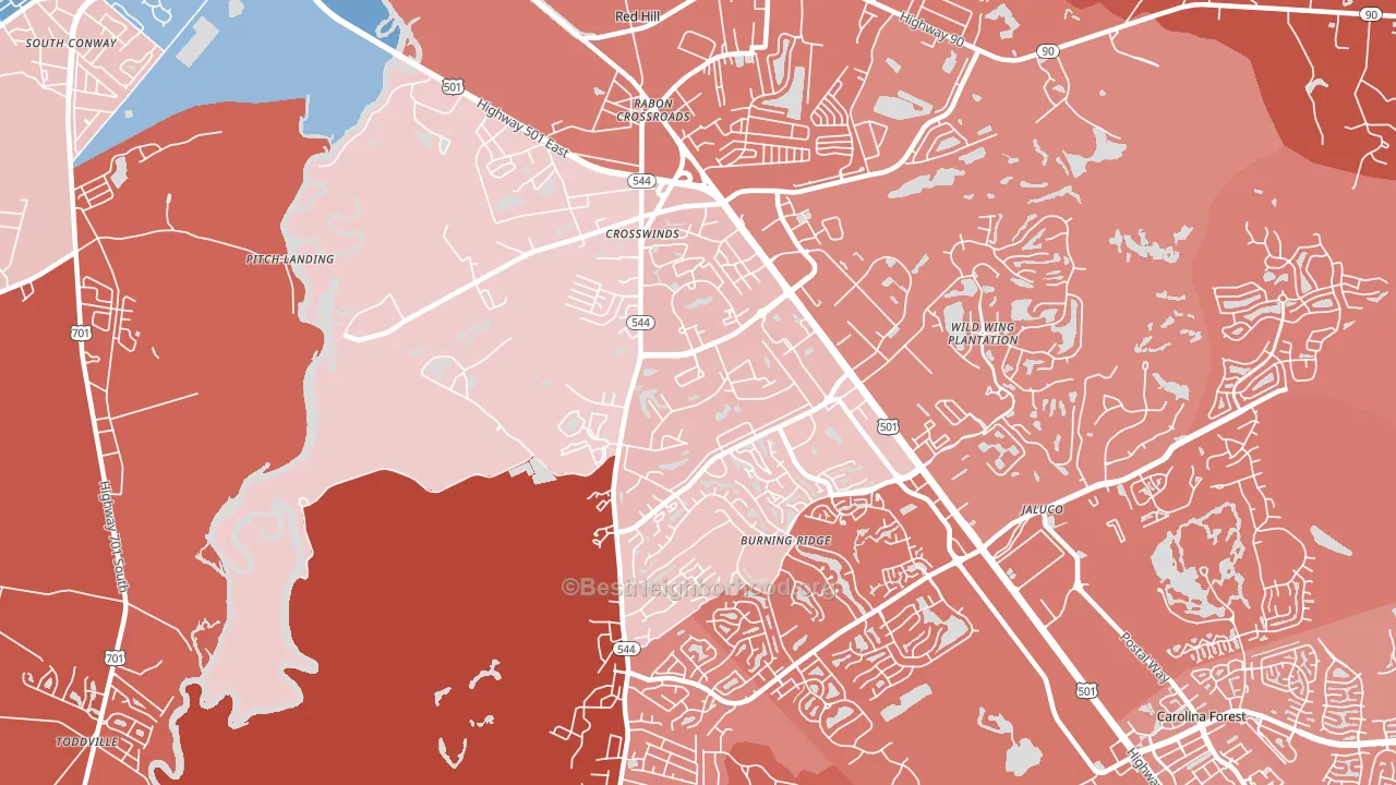 Red Hill, SC block-group political-lean map