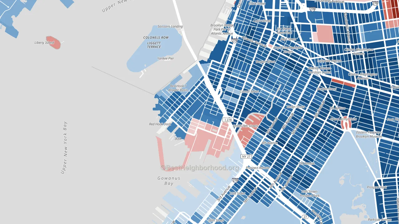 Red Hook, Brooklyn, NY block-group political-lean map