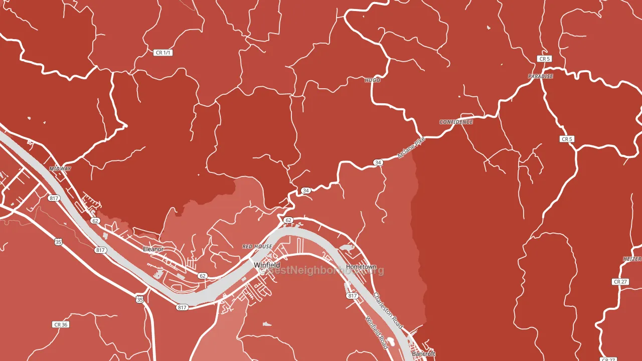 Red House, WV block-group political-lean map