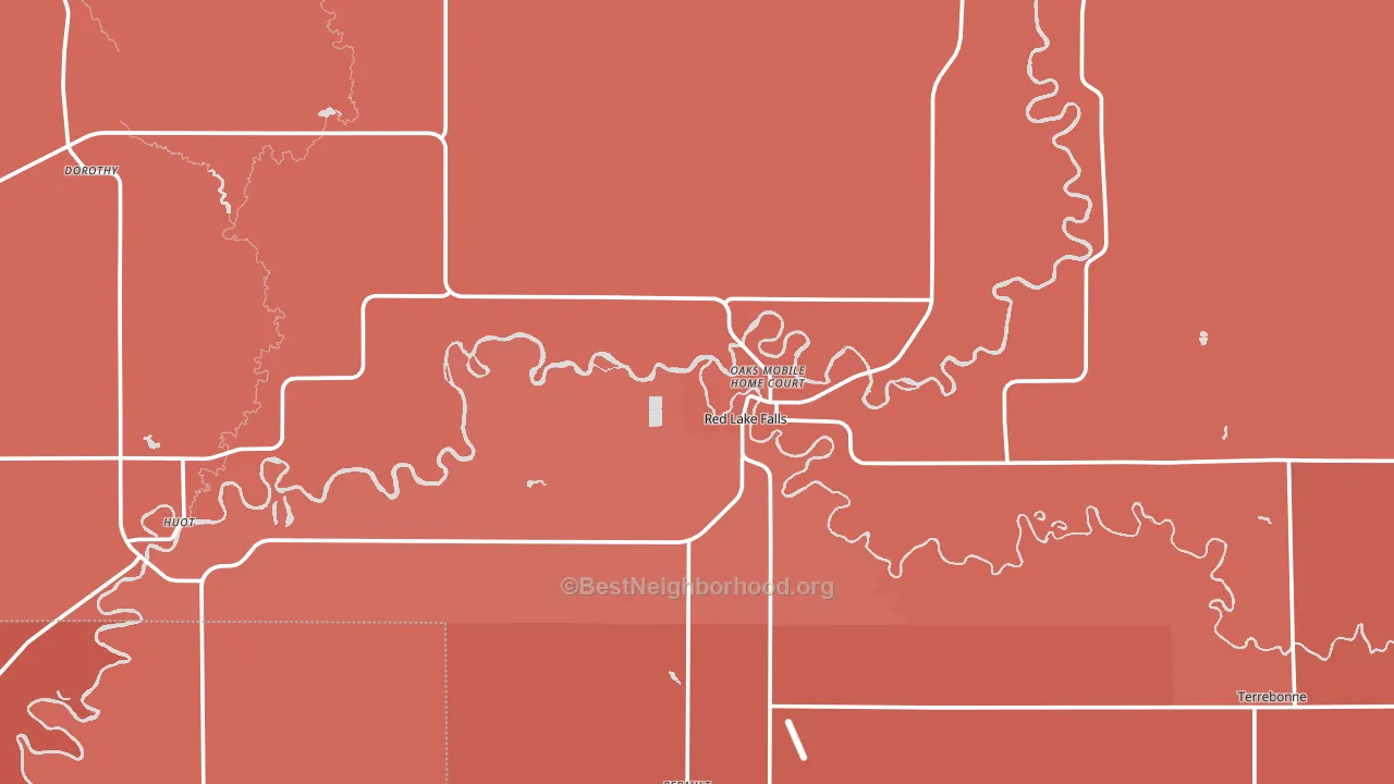 Red Lake Falls, MN block-group political-lean map