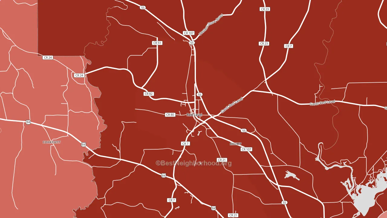 Red Level, AL block-group political-lean map