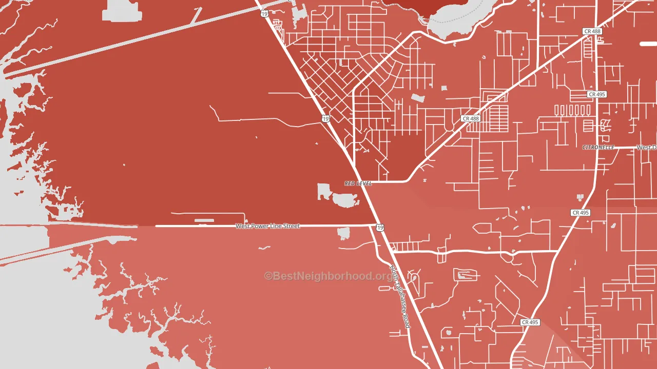 Red Level, FL block-group political-lean map