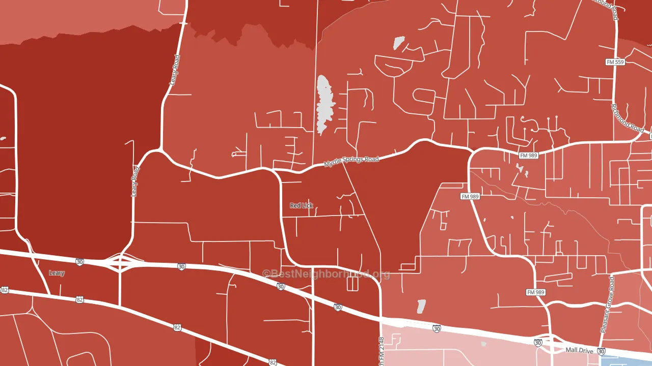 Red Lick, TX block-group political-lean map