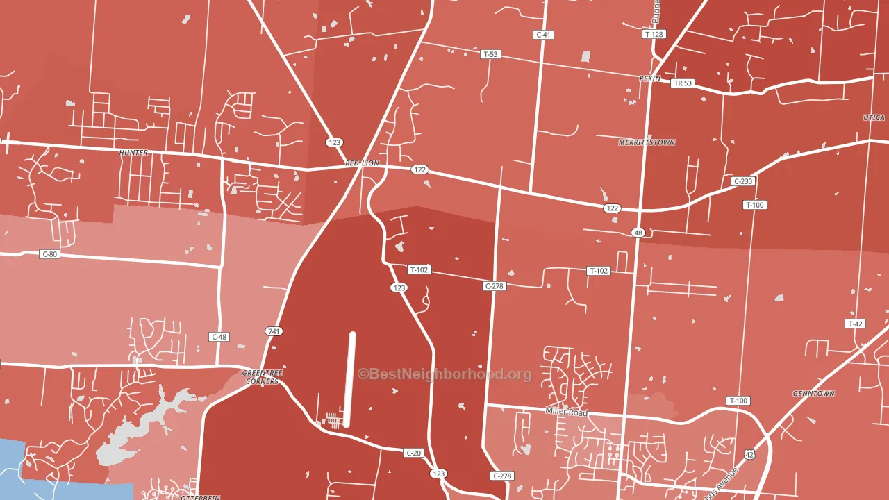 Red Lion, OH block-group political-lean map