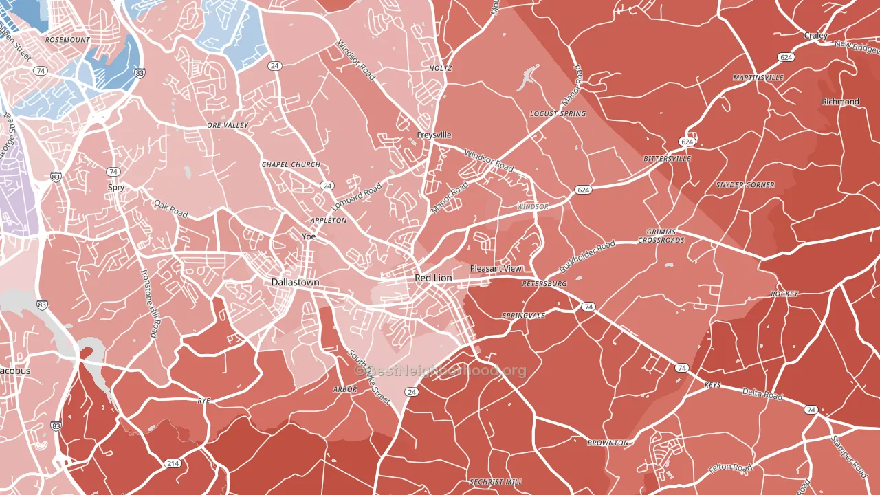 Red Lion, PA block-group political-lean map