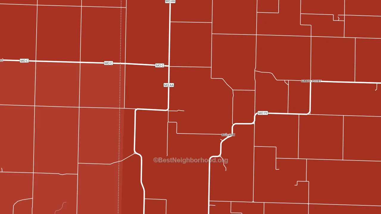 Red Oak, MO block-group political-lean map