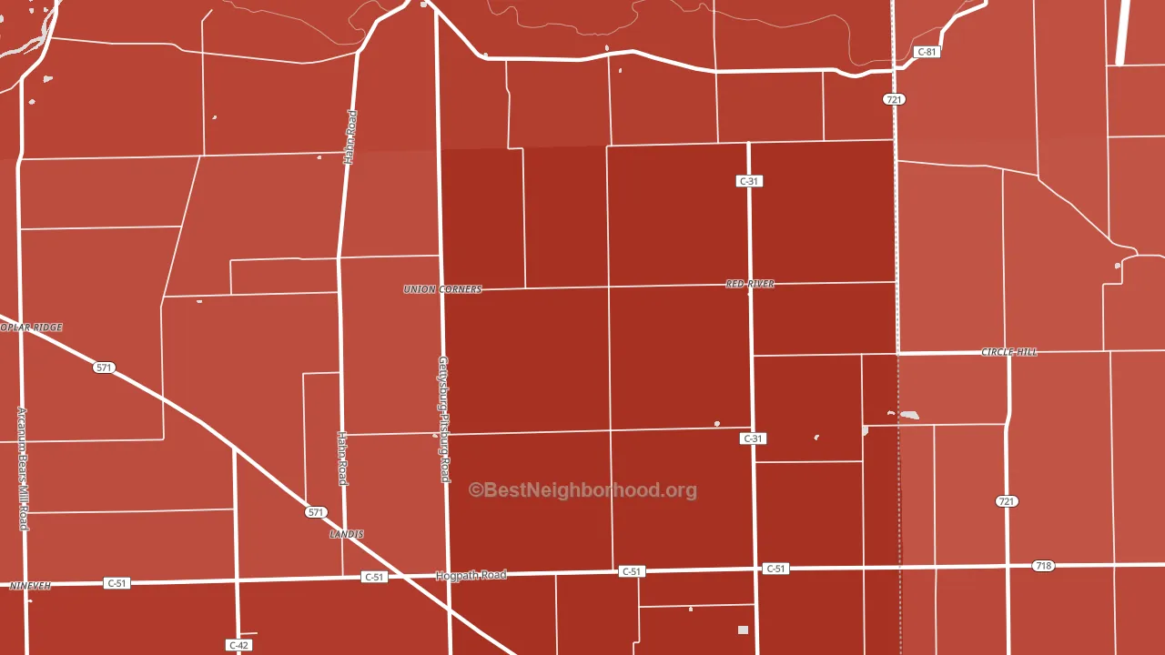 Red River, OH block-group political-lean map