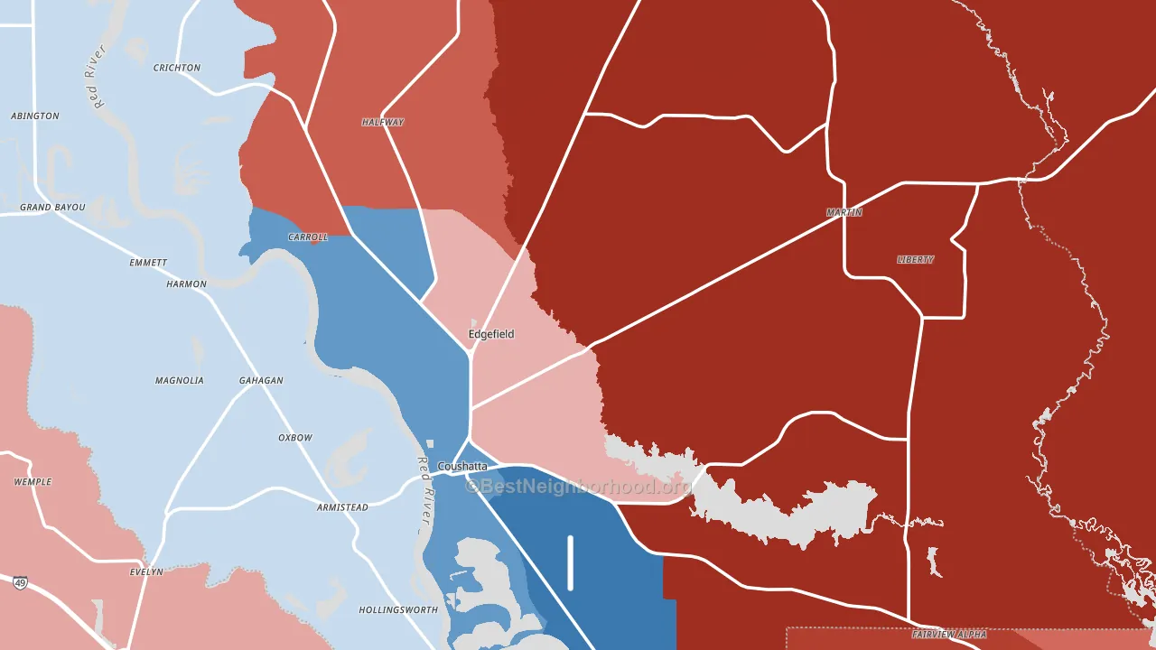 Red River Parish, LA block-group political-lean map