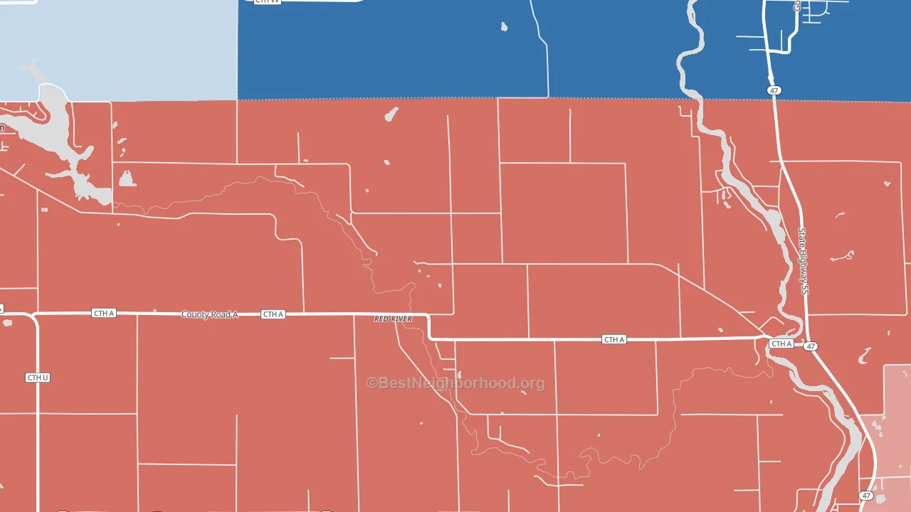Red River, WI block-group political-lean map
