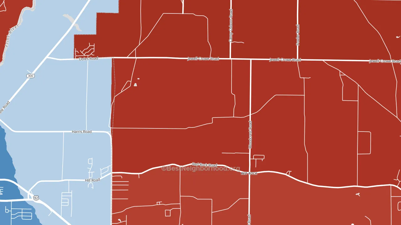 Red Rock, GA block-group political-lean map