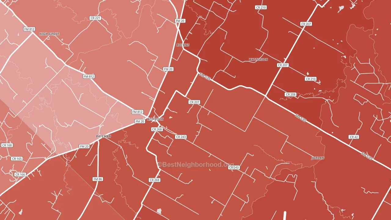 Red Rock, TX block-group political-lean map