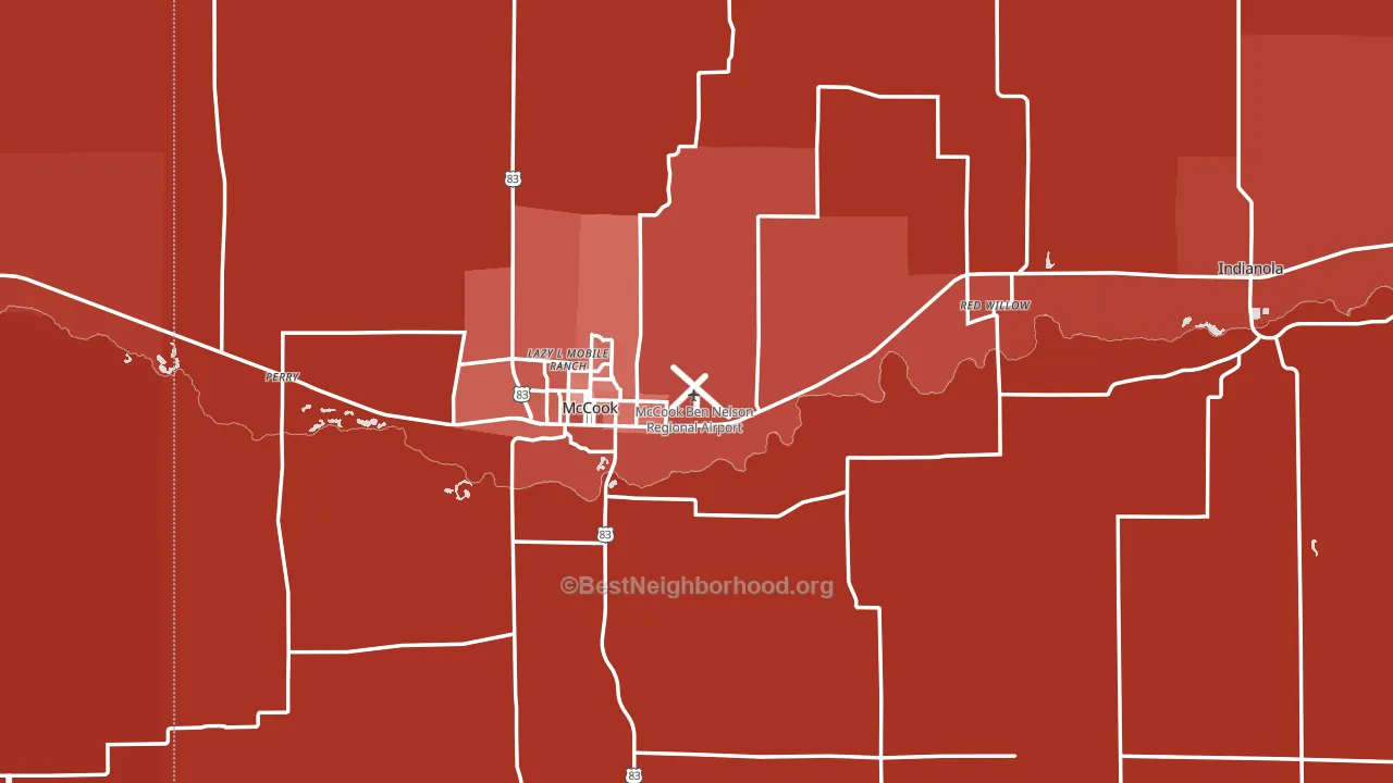 Red Willow County, NE block-group political-lean map