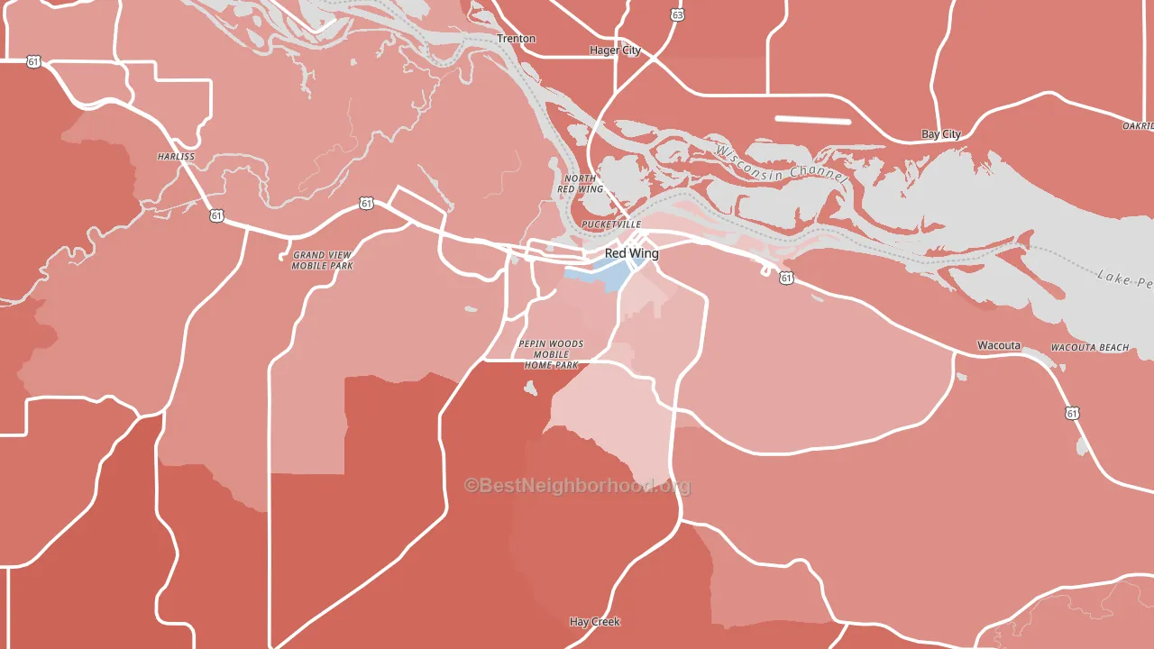 Red Wing, MN block-group political-lean map