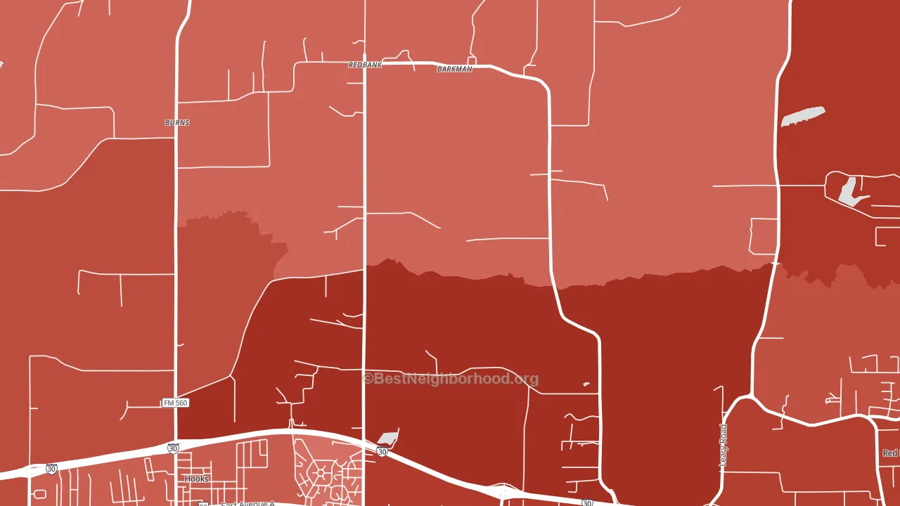 Redbank, TX block-group political-lean map