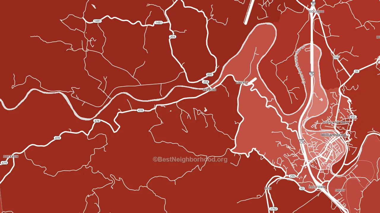 Redbird, KY block-group political-lean map
