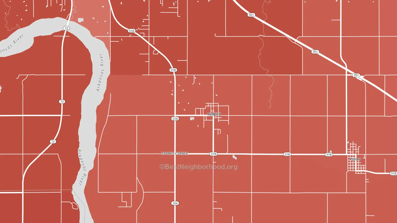 Redbird, OK block-group political-lean map
