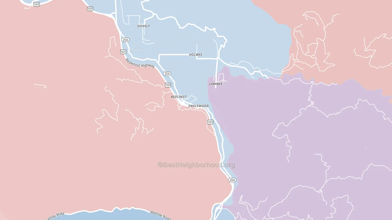 Redcrest, CA block-group political-lean map
