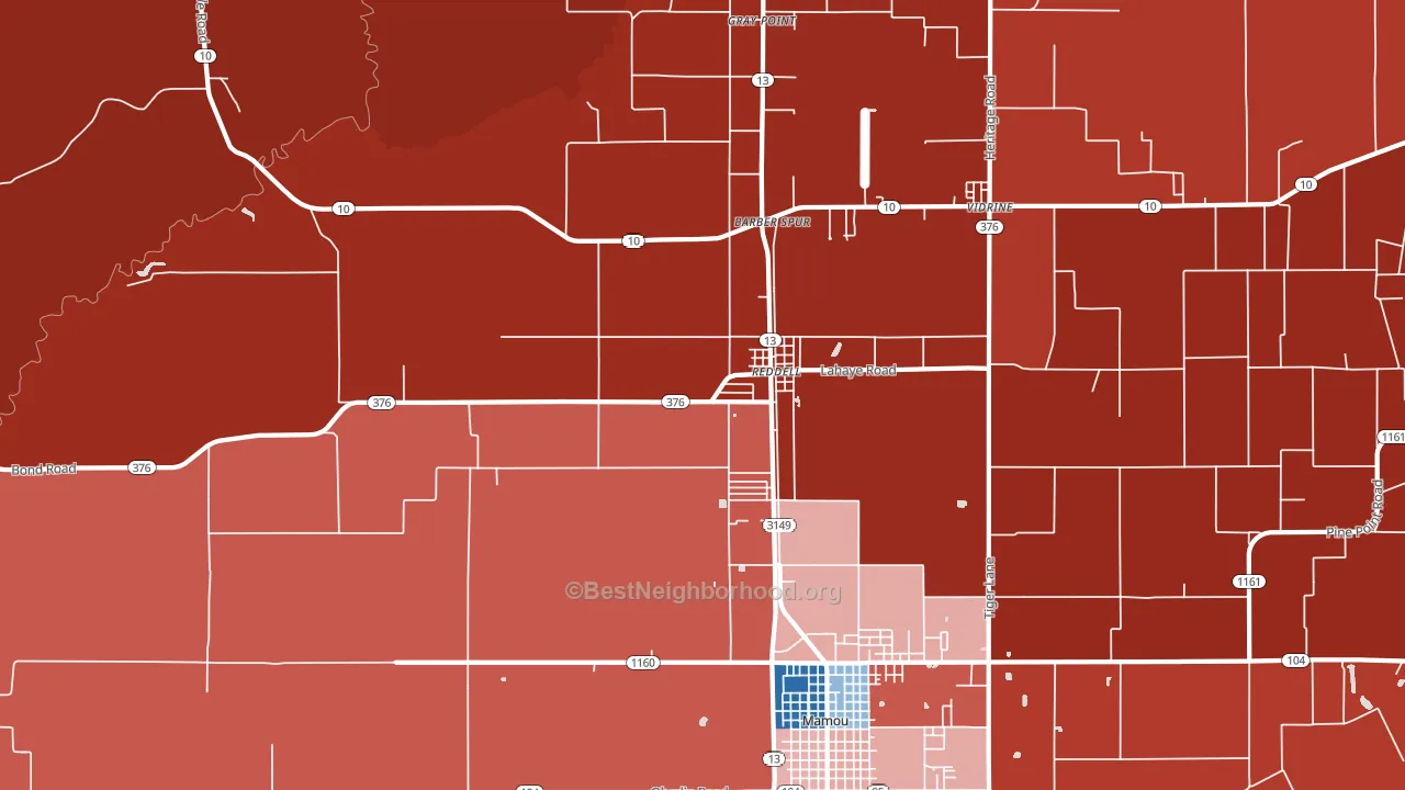 Reddell, LA block-group political-lean map