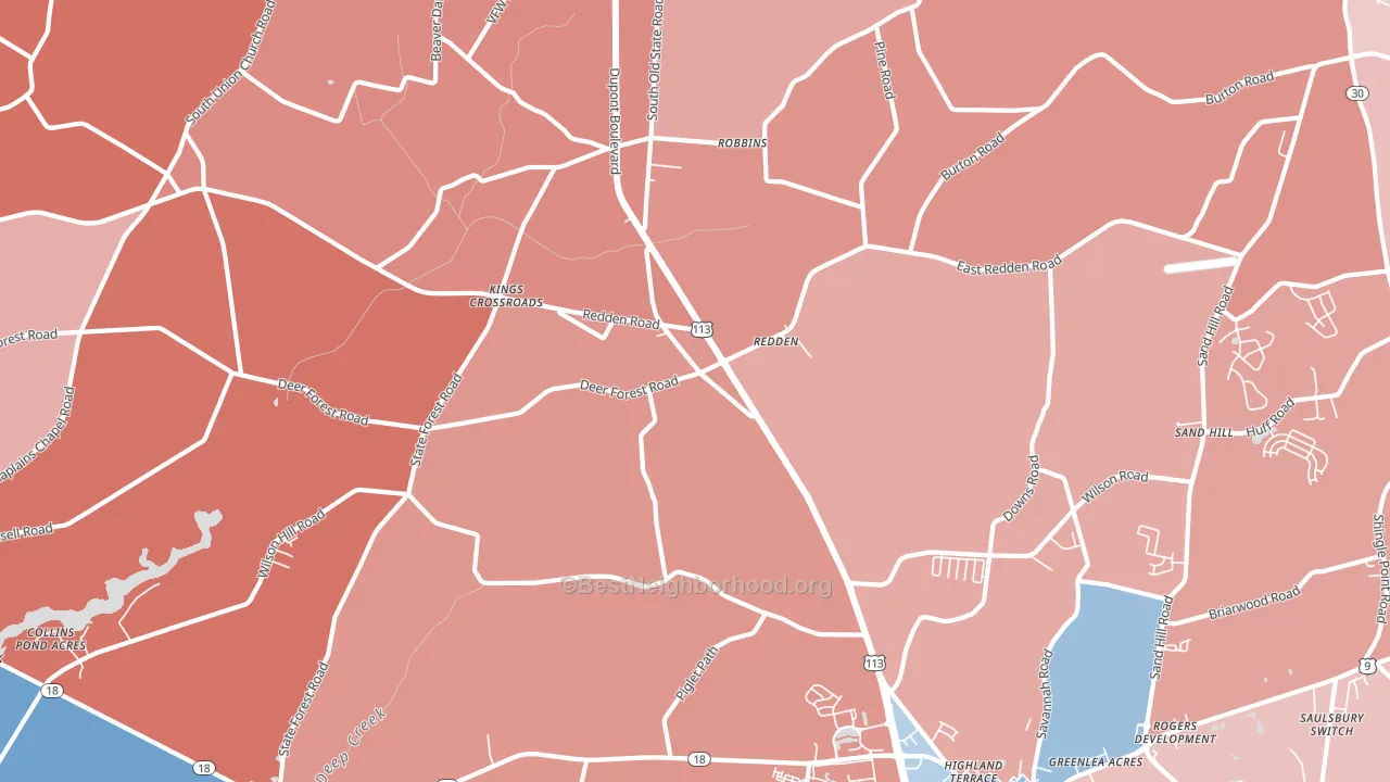 Redden, DE block-group political-lean map