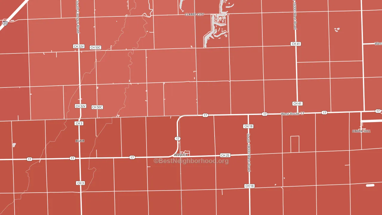 Reddick, IL block-group political-lean map