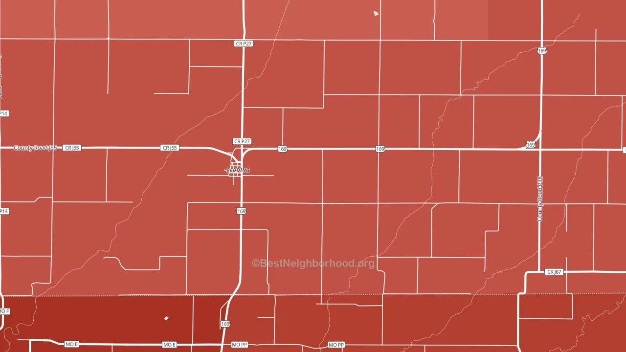 Redding, IA block-group political-lean map