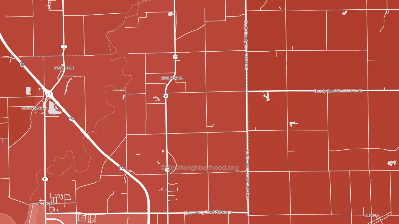Reddington, IN block-group political-lean map