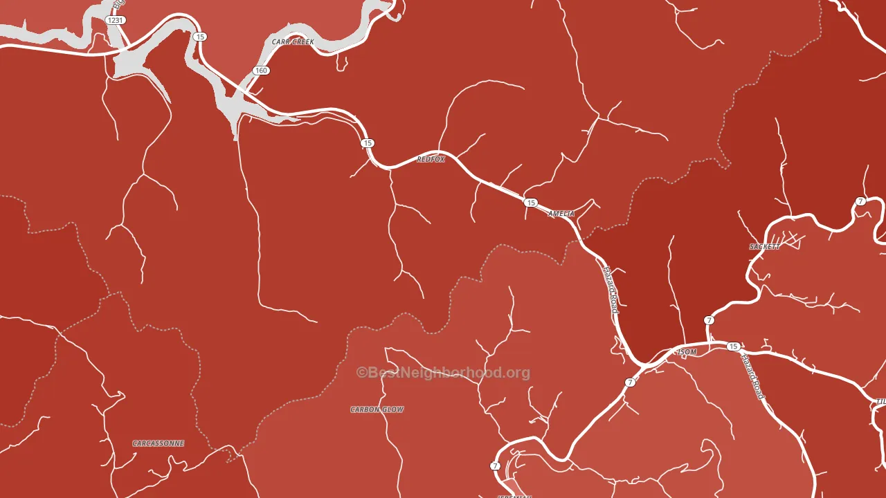 Redfox, KY block-group political-lean map