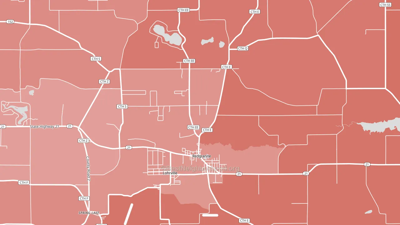 Redgranite, WI block-group political-lean map
