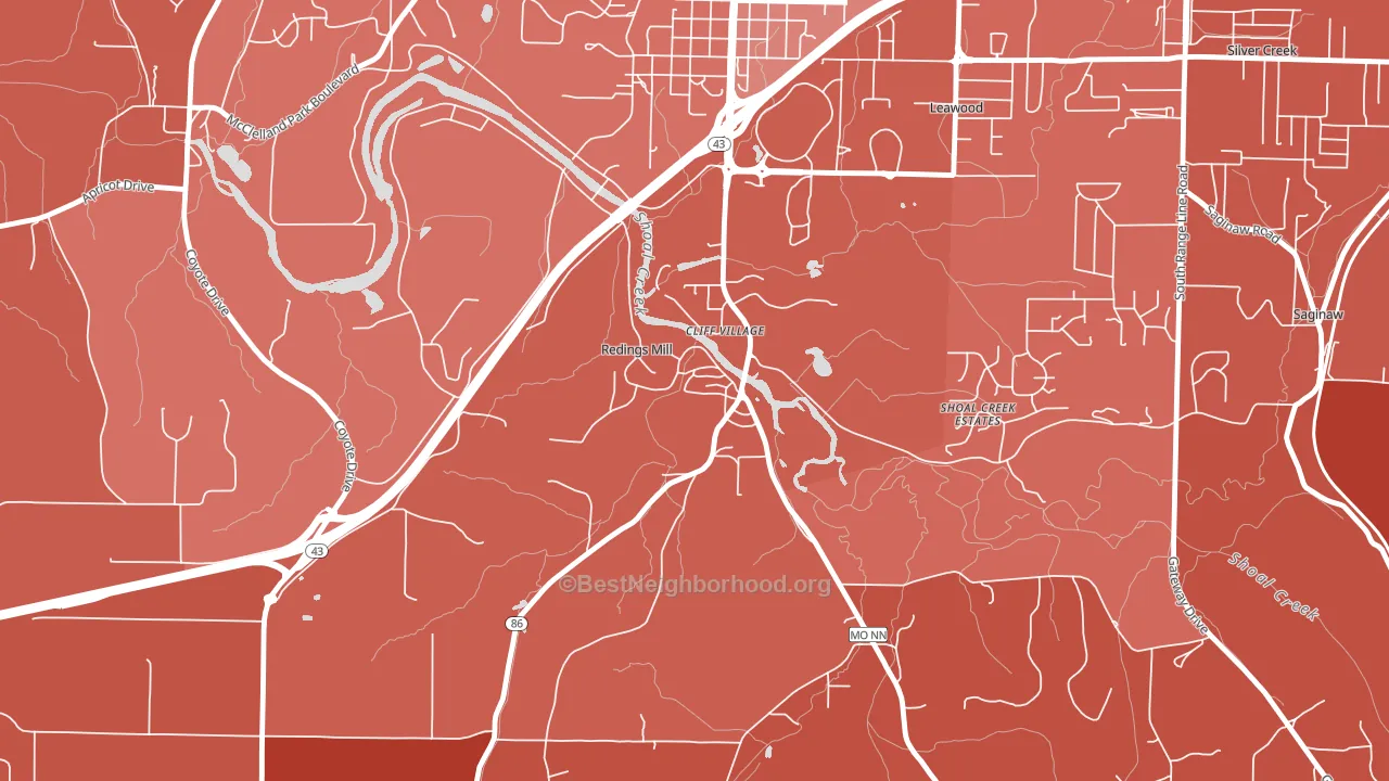 Redings Mill, MO block-group political-lean map
