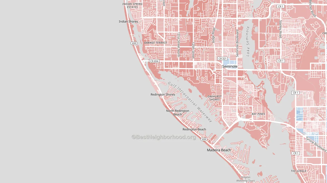 Redington Shores, FL block-group political-lean map