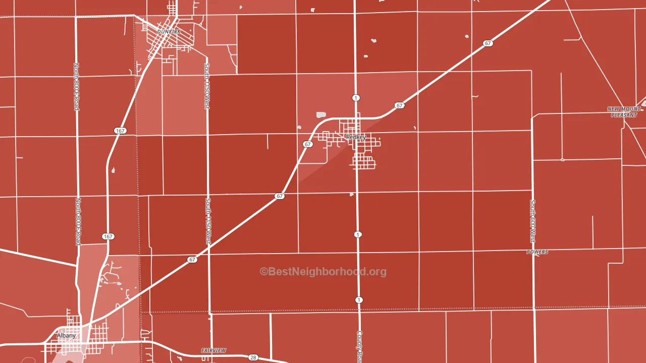 Redkey, IN block-group political-lean map