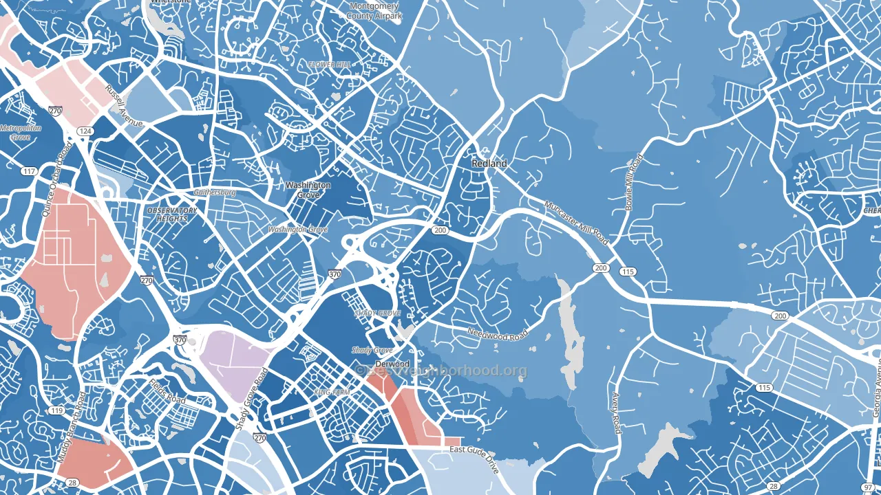 Redland, MD block-group political-lean map