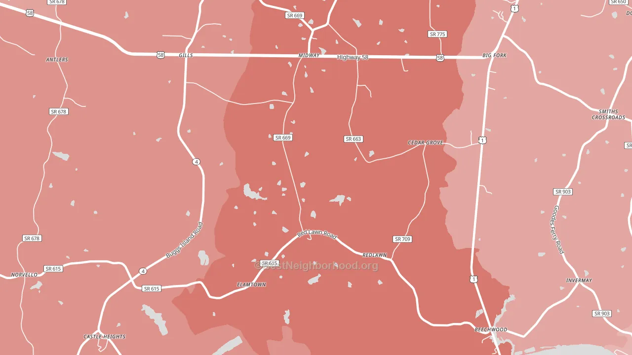 Redlawn, VA block-group political-lean map