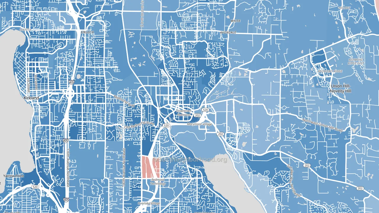 Redmond, WA block-group political-lean map