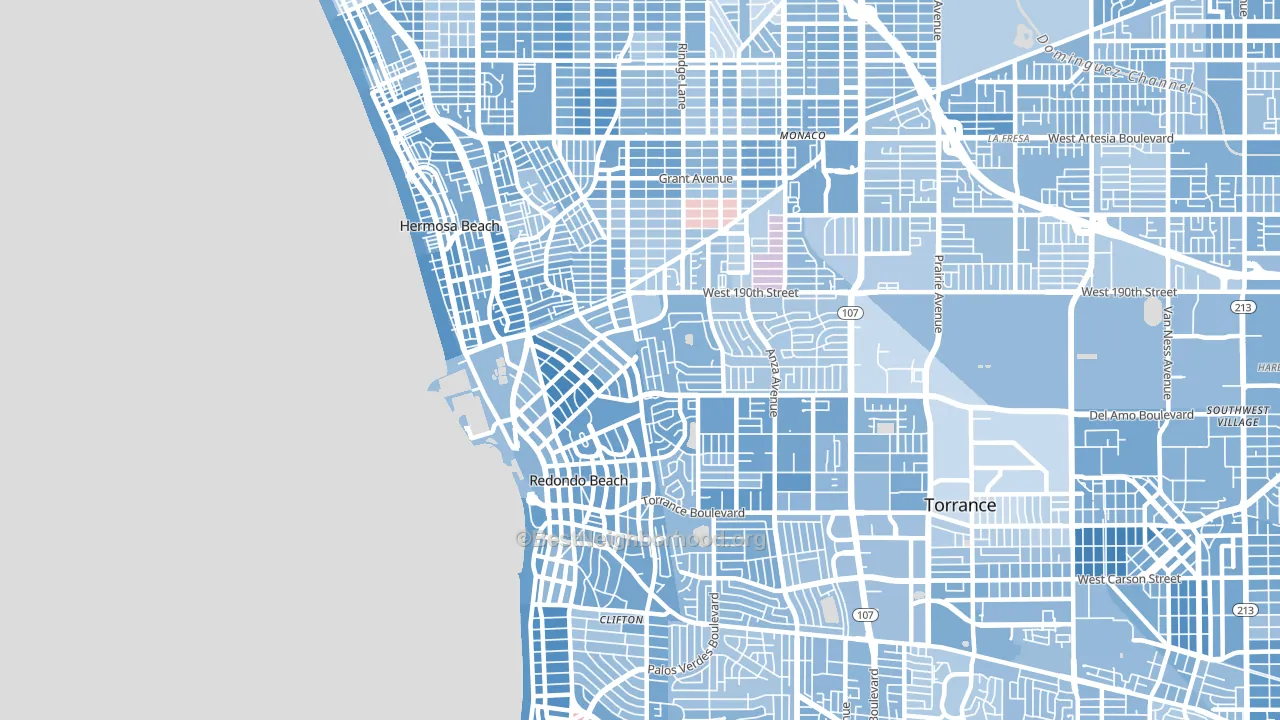 Redondo Beach, CA block-group political-lean map