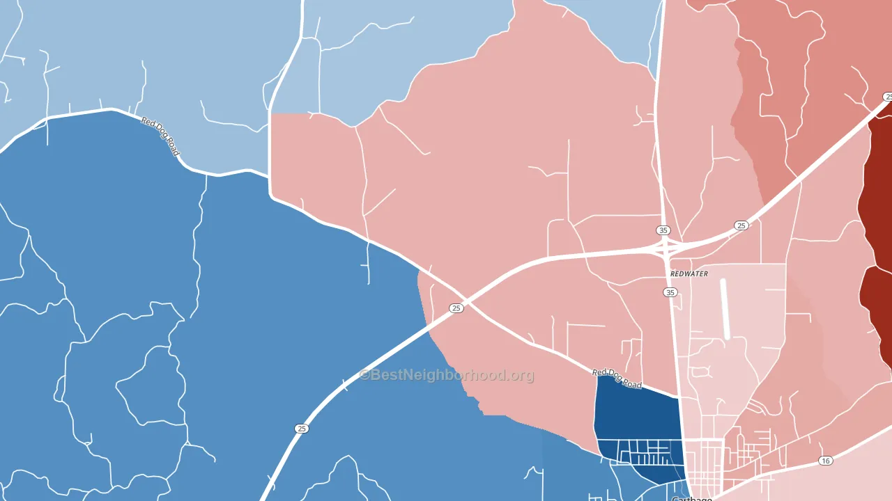Redwater, MS block-group political-lean map