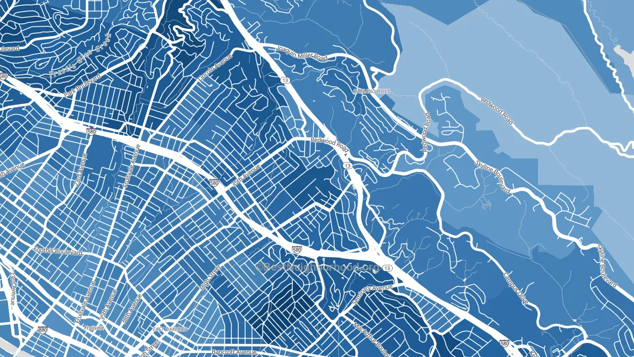 Redwood Heights, Oakland, CA block-group political-lean map