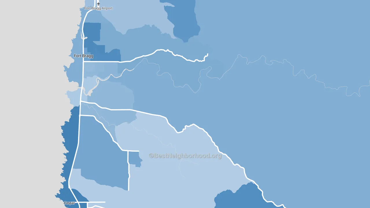 Redwood Lodge, CA block-group political-lean map