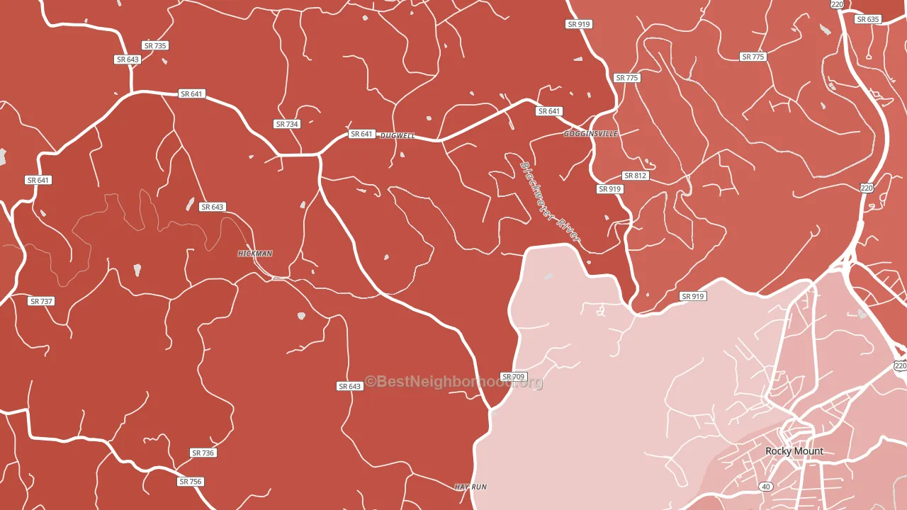 Redwood, VA block-group political-lean map