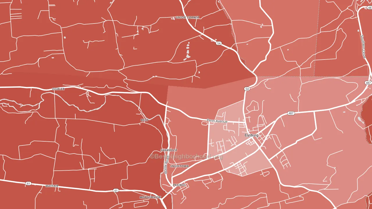 Reed, PA block-group political-lean map