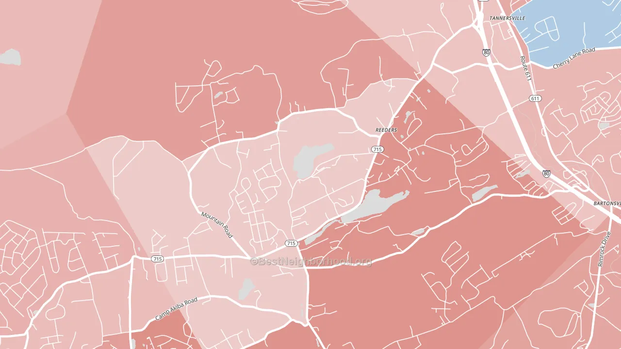 Reeders, PA block-group political-lean map
