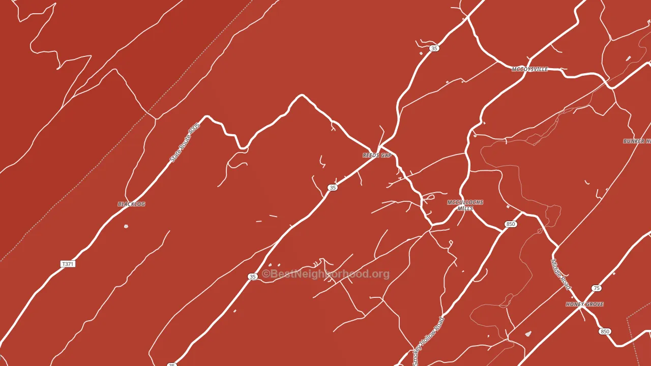 Reeds Gap, PA block-group political-lean map