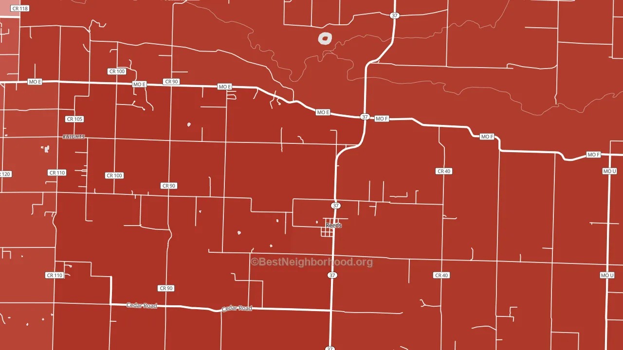 Reeds, MO block-group political-lean map