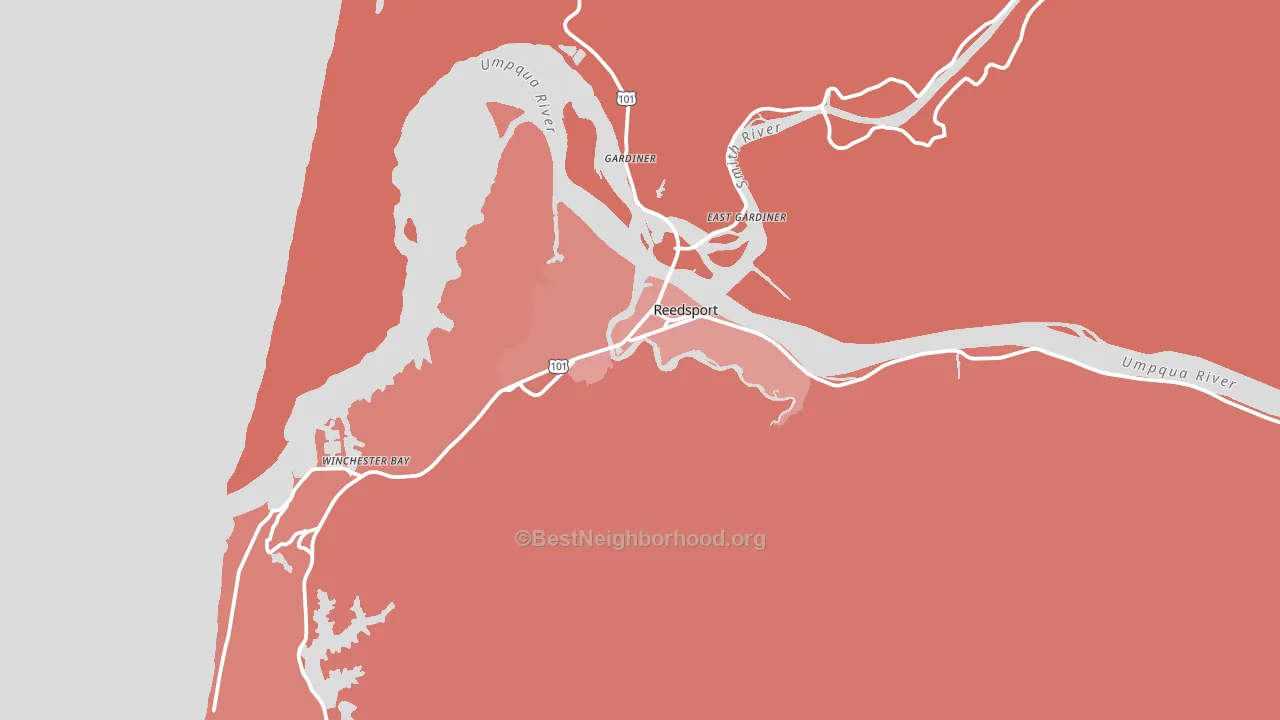 Reedsport, OR block-group political-lean map