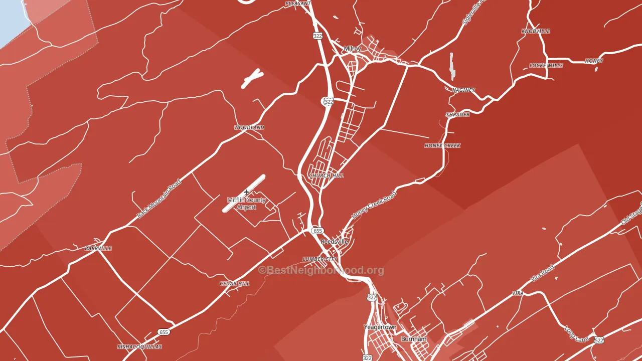Reedsville, PA block-group political-lean map