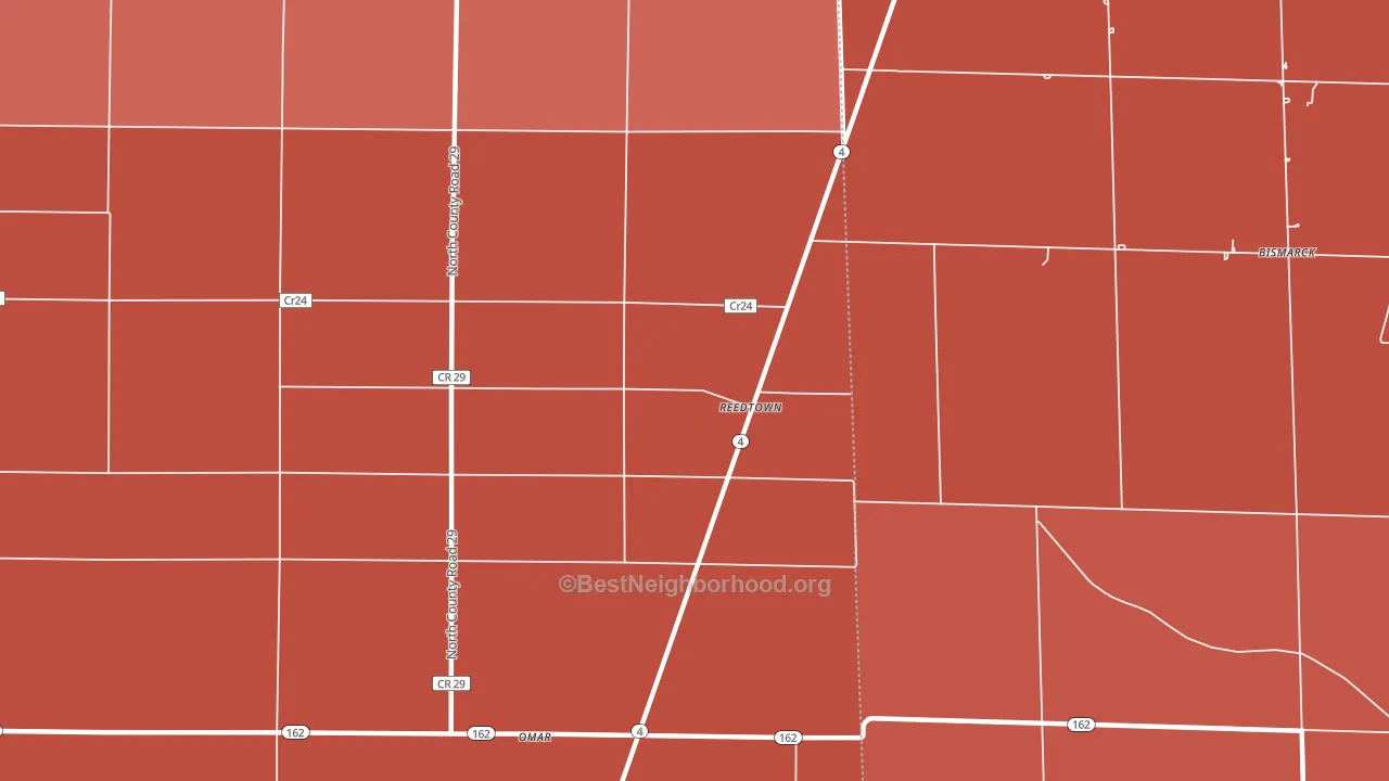Reedtown, OH block-group political-lean map