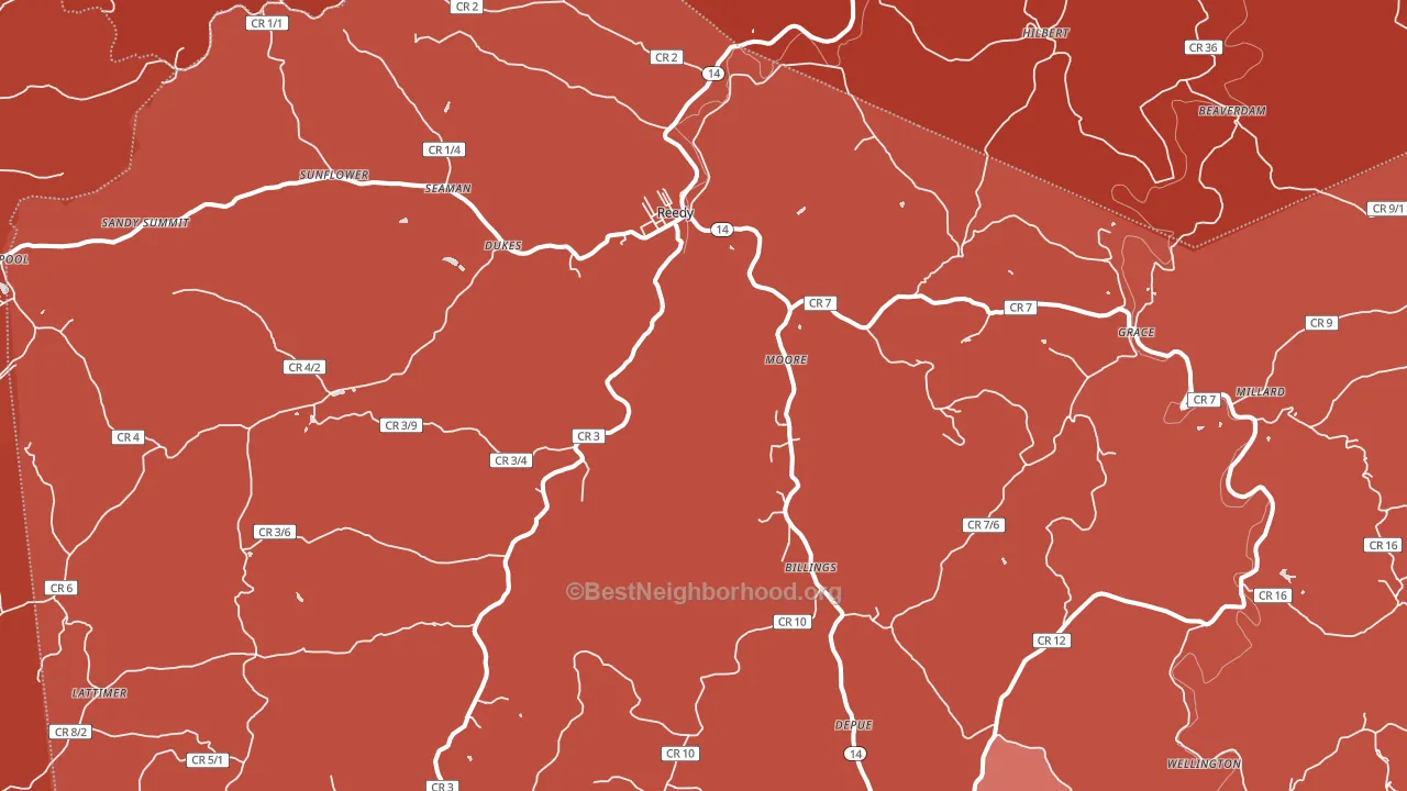 Reedy, WV block-group political-lean map