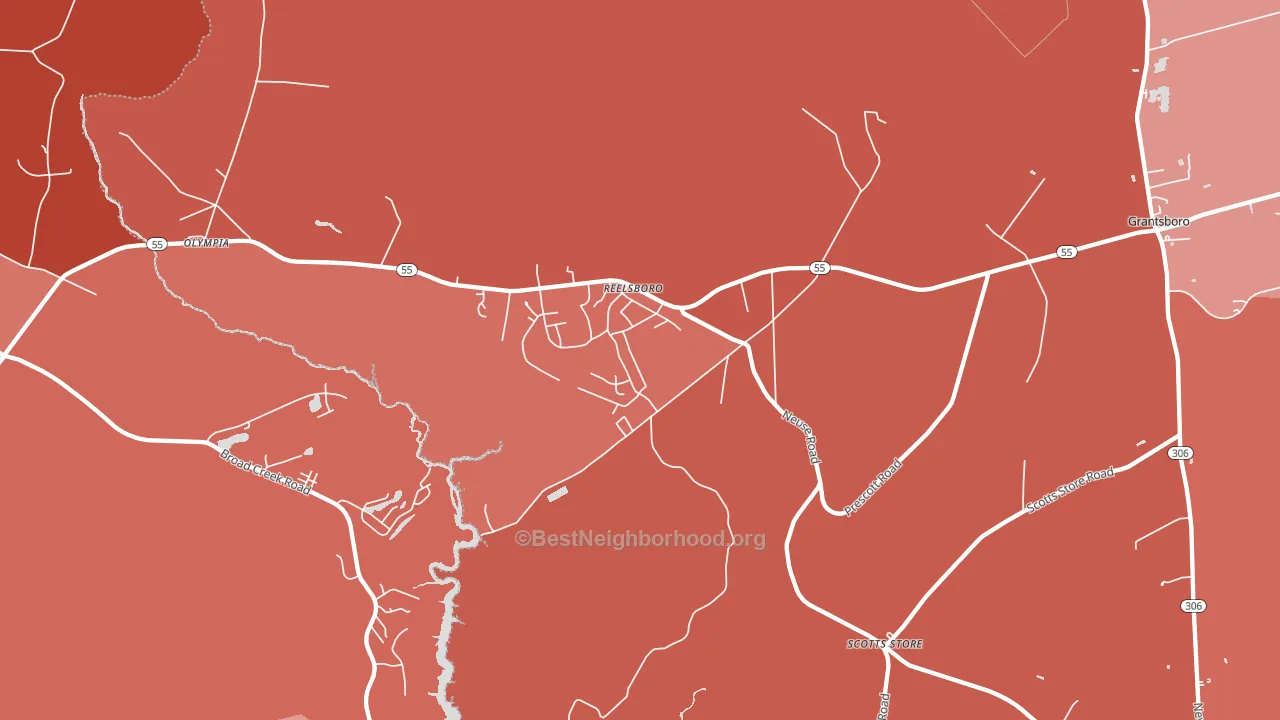 Reelsboro, NC block-group political-lean map